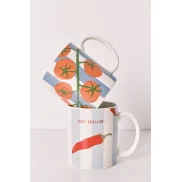 Tazas rayadas con estampados de chiles y tomates - Pack 2