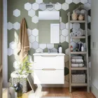 Módulo Colgante Nexa: Mueble de Baño Blanco y Roble