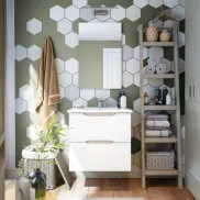 Módulo Colgante Nexa: Mueble de Baño Blanco y Roble