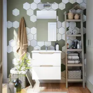 Módulo Colgante Nexa: Mueble de Baño Blanco y Roble
