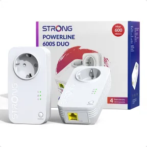 Adaptador Powerline Strong AV600, Sin WiFi, Plug & Play