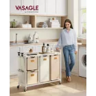 Cesto de Ropa Sucia de 150L con 4 Compartimentos y Ruedas