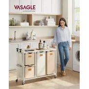 Cesto de Ropa Sucia de 150L con 4 Compartimentos y Ruedas