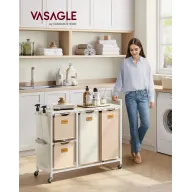 Cesto de Ropa Sucia de 150L con 4 Compartimentos y Ruedas