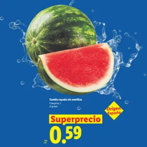 Sandía sin pepitas rayada de LIDL
