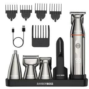 BarberBoss 5 en 1: Recortadora de barba, carga USB-C