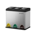 Cubo de Basura de Cocina 3 x 8 L con Pedal Acero Negro y Plata