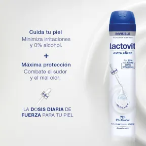 Desodorante Lactovit 72H, Sin Alcohol y Anti-irritaciones