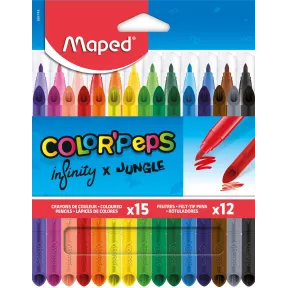 Estuche Maped con 15 lápices y 12 rotuladores de color