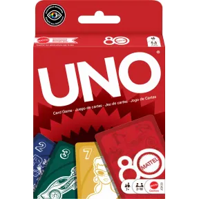 UNO 80.º Aniversario - Juego de Cartas Rojo Rubí Mattel