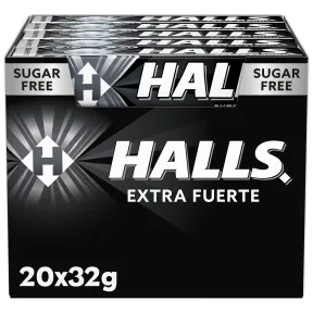 Halls Menta Fuerte, Caramelo Sin Azúcar - Caja de 20 Sticks