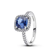 Anillo brillante azul cuadrado de plata Pandora