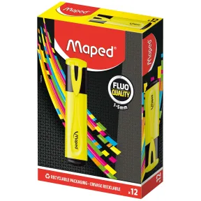 Pack de 12 subrayadores Classic amarillos Maped con punta biselada