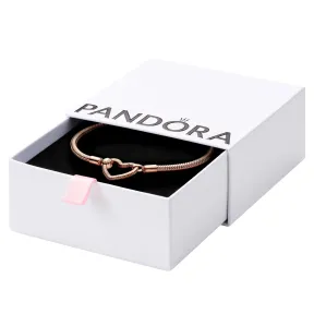 Pulsera de cadena de serpiente en oro rosa de 14K con corazón
