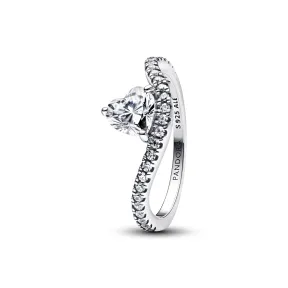 Anillo de plata en forma de corazón pavé para mujer PANDORA