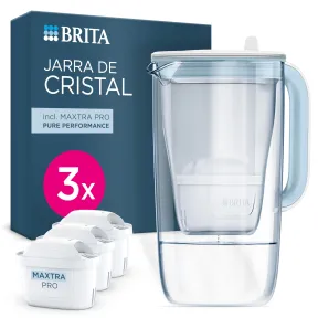 Jarra de cristal azul BRITA 2,5L con 3 filtros MAXTRA PRO