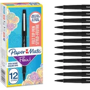 12 marcadores Paper Mate Flair punta mediana negro