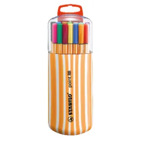 Estuche Zebrui con 20 rotuladores punta fina STABILO point 88