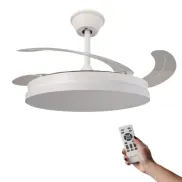 Ventilador de Techo LED Blanco y Cristal con Control Remoto