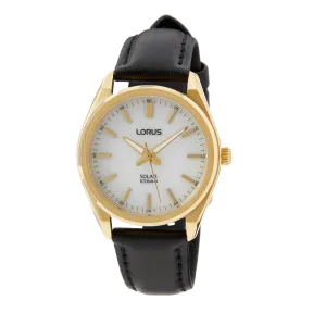 Reloj solar Lorus RY518AX9 dorado para mujer con correa de piel