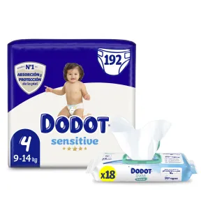 Pañales Sensitive Dodot Talla 4 (9-14 kg) + Toallitas Aqua Pure