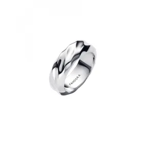Anillo ondulado de plata ancho para mujer de Pandora