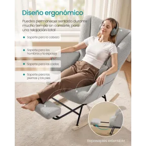 Sillón Mecedor con Reposapiés y Cojín Extraíble