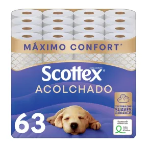 Papel Higiénico Scottex Acolchado - 63 Rollos 3 Capas