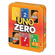 UNO Cero: Juego de cartas Mattel en lata naranja portátil