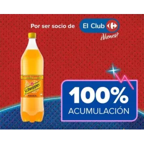 Schweppes Naranja 1,5l: 100% regalo para socios Carrefour