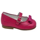 Merceditas clásicas de piel para niñas en camel o fucsia