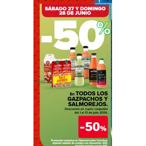 Este fin de semana: 50% en gazpacho y salmorejo + 3x2
