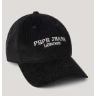 Gorra de pana negra Pepe Jeans con logo bordado