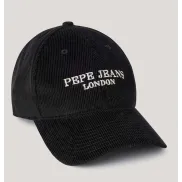 Gorra de pana negra Pepe Jeans con logo bordado