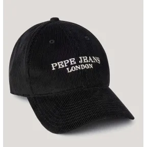 Gorra de pana negra Pepe Jeans con logo bordado