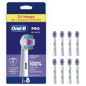 Cabezales Originales Oral-B 3D White, Recambio Blanco
