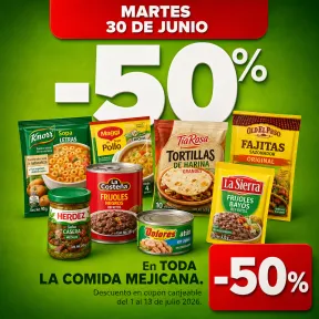 50% de descuento en Comida Mexicana (3x2)