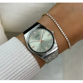 Reloj CLUSE Retro 70s esfera verde salvia de acero inoxidable