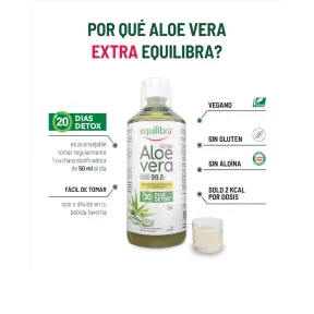 Aloe Vera Extra 99,5% Puro 1L, Suplemento Detox Sin Aloína