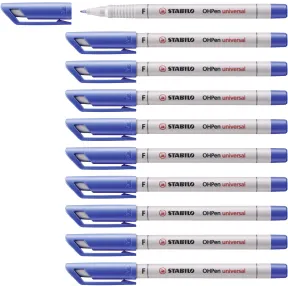 Rotuladores permanentes STABILO OHPen azul - Pack 10 unidades