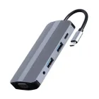 Hub Gembird 8-en-1 con HDMI UHD, LAN y SD en Plata
