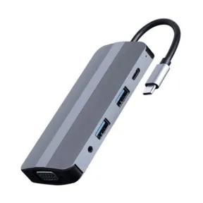 Hub Gembird 8-en-1 con HDMI UHD, LAN y SD en Plata