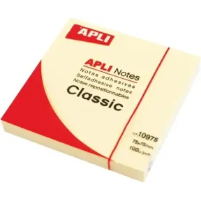 Notas adhesivas Apli Amarillo 75 x 75 mm - 100 unidades
