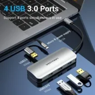 Hub USB-C TNAHB 5 puertos 5000Mbits aluminio y MicroUSB