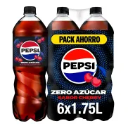 Pepsi Zero Cherry, pack de 6 botellas sin azúcar y calorías.