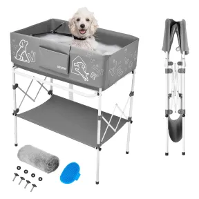 Bañera Plegable para Mascotas hasta 30 kg con Soporte Elevado