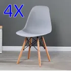 Sillas estilo nórdico-medieval con patas de madera (set de 4)