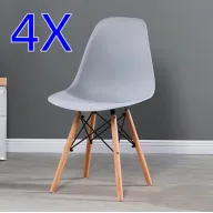 Sillas estilo nórdico-medieval con patas de madera (set de 4)