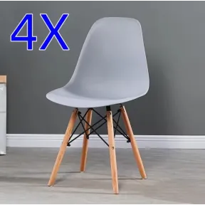 Sillas estilo nórdico-medieval con patas de madera (set de 4)
