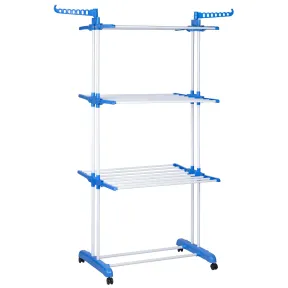 Tendedero Plegable de Alta Capacidad y 4 Niveles con Ruedas